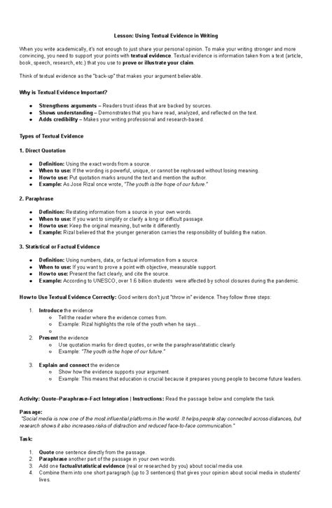 About This Lesson Citing Textual Evidence 12