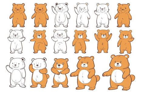 Cartoon Character Design Sheet Little Bear Premium Ai Generated Vector