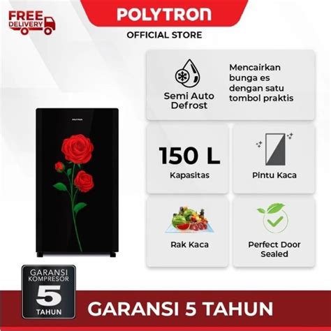 Jual Polytron Kulkas 1pintu Tempered Glass Door 150l Pra15crx Shopee