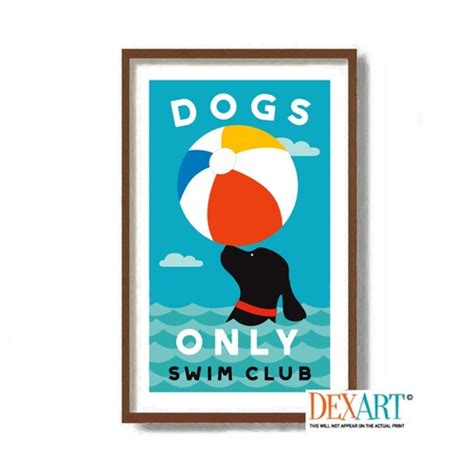 Swimmer T Dog Beach Wall Art Print Nautical Decor Dog Etsy