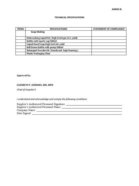 Annex B Technical Specifications Supply And Delivery Of Allied Medical