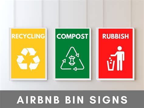 Airbnb Signs Recycling Rubbish Compost Signs Editable Airbnb Signage