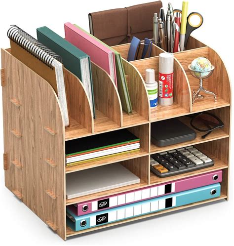 Lesfit Wooden Desk Tidy Organiser Office Stationary Storage 34 28