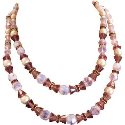 Hobe Amethyst Glass Bead Necklace And Earring Set From 2heartsjewelry