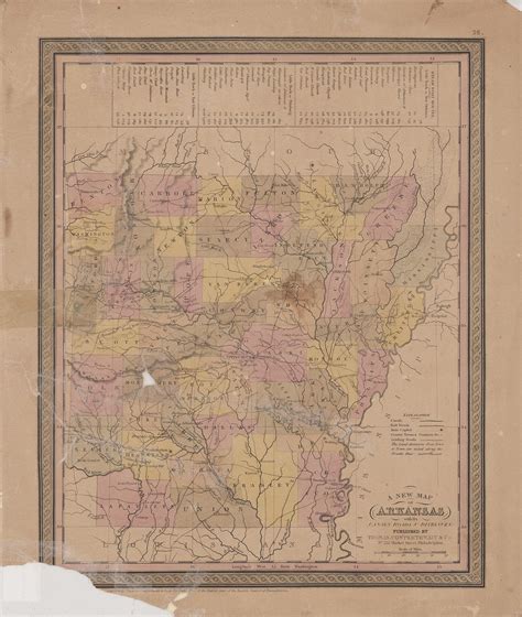 A New Map Of Arkansas With Its Canals Roads And Distances Side 1 Of 1 The Portal To Texas