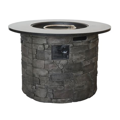 Allen Roth Stacked Stone Fire Pit Table 362 In W 50000 Btu Stacked Grey Stone Portable