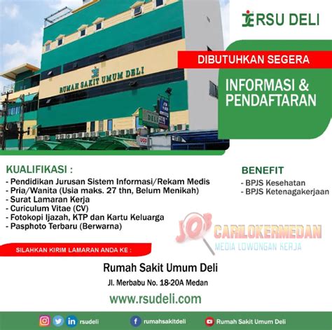 Lowongan Kerja Di RSU Deli Medan Juni 2022