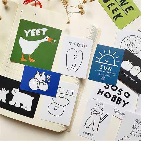 17/pcs Cute Drawing Stickers With Words Cute Illustration - Etsy