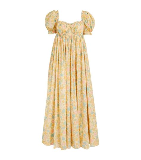 Selkie Floral Seashell Maxi Dress In Yellow Modesens