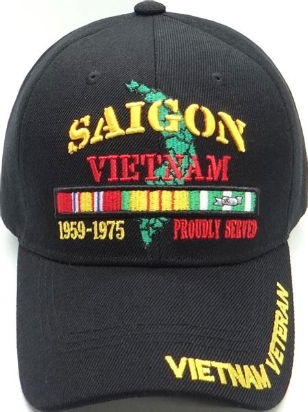 Saigon Vietnam Veteran Proudly Served Mens Cap Black Adjustable