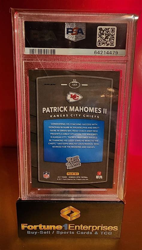 Panini Donruss Optic Patrick Mahomes Ii Pink Rookie Rc Psa