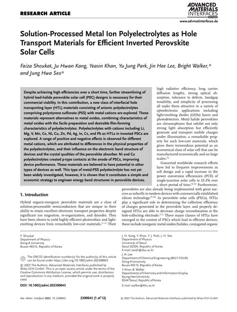 PDF SolutionProcessed Metal Ion Polyelectrolytes As Hole Transport