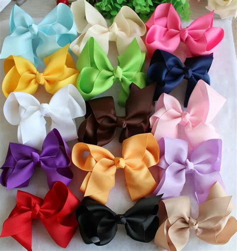 6 Inch Grosgrain Ribbon Craft Big Ribbon Hair Bows With Clips Hair