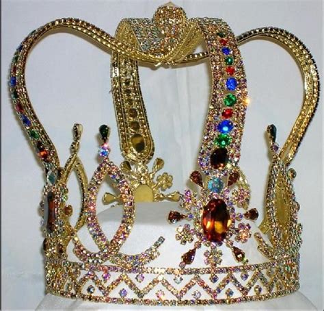 The Royal Stanislaus Crown King Full Mens Rhinestone Aurora Borealis G