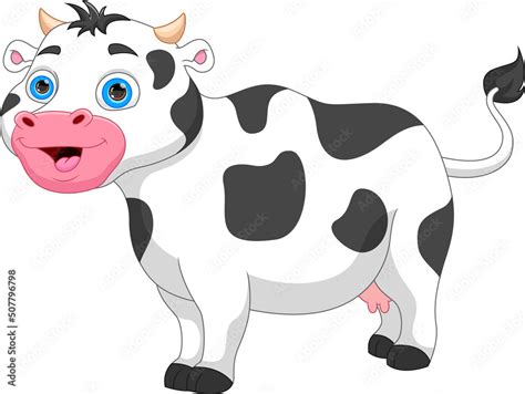 cute baby cow cartoon on white background Stock Vector | Adobe Stock