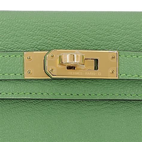 HERMÈS Mini Kelly II crossbody bag in Vert Criquet Chevre leather with