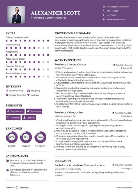 10+ Freelance Videographer Resume Samples & Templates for 2025