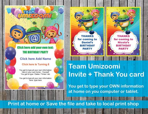 Team Umizoomi Birthday Invite Invitation And Thank You Cards By