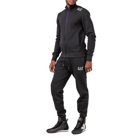 Ea7 Emporio Armani Ea7 Emporio Armani Black Zip Up Jersey Tracksuit