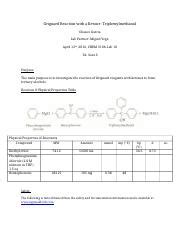 Experiment 3106 10 PRELAB Grignard Reaction With A Ketone