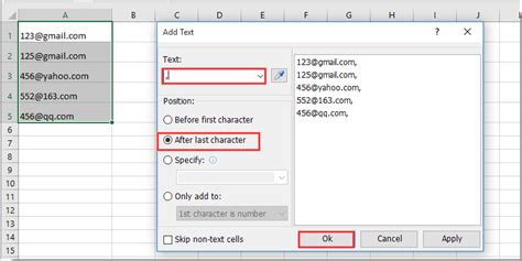 How To Add Comma At End Of Cell Text In Excel