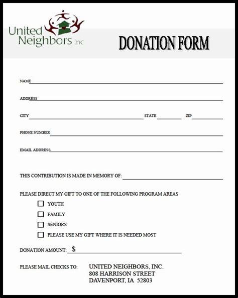 In Kind Donation Form Template Lovely 36 Free Donation Form Templates