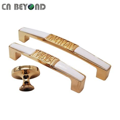 European Elegant Gold Plated Ceramic Kitchen Cabinet Door Drawer Handle