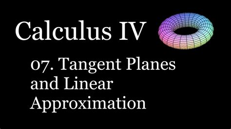 Calculus Iv Tangent Planes And Linear Approximation Youtube