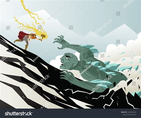 Norse Mythology Thor Fighting Frost Ice Stock Vector Royalty Free