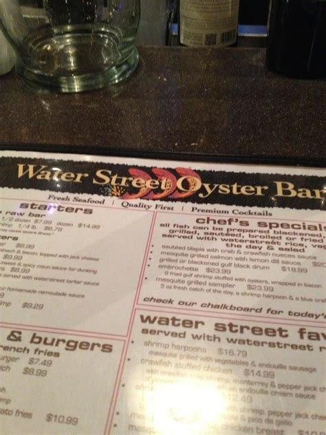 Menu at Water Street Oyster Bar, Corpus Christi