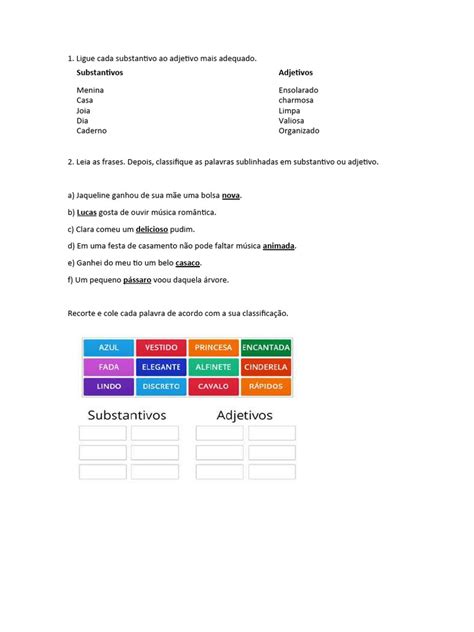 Atividade Substantivos E Adjetivos Pdf