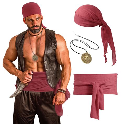 Unkenbo Red Pirate Head Scarf Bandana Pirate Jewelry Pirate