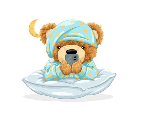 Illustration Vectorielle D Ours En Peluche Mignon En Pyjama Tenant Un