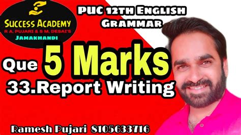 2nd PUC 12 PUC English Grammar Que 33 Report Writing By Ramesh Pujari