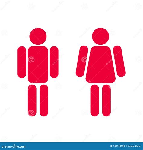 Symboles Wc Robots Toilettes Rouges Hommes Et Femmes Signes Vectoriels Illustration De