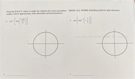 Solved Find The Exact Value Or Angle In Radians For Each