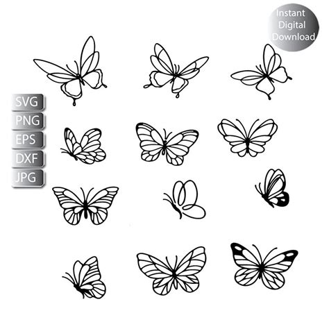 Butterfly Bundle Line Art Svg, Butterfly Line Art, Png, Eps, Dxf, Jpg , Butterflies Cutfile ...