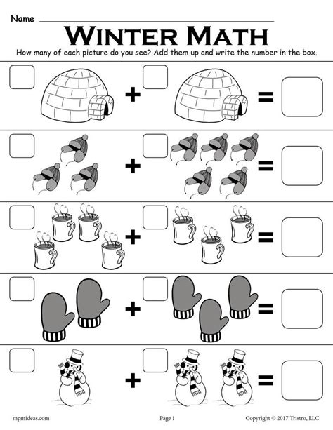 Winter Math Activity Sheets