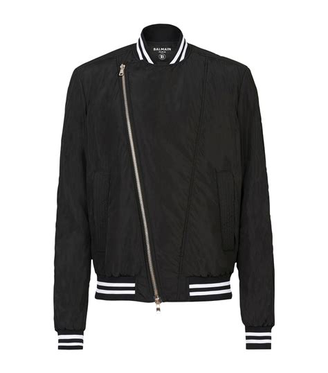 Balmain Black Asymmetric Zip Bomber Jacket Harrods Uk