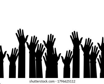 Silhouette Vector Many Hands Raise High Stock Vector Royalty Free