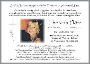 Traueranzeigen von Theresa Plötz Allgäuer Zeitung