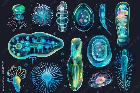 Plankton vector aquatic phytoplankton and planktonic microorganism ...