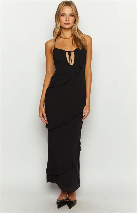 Naomi Black Chiffon Maxi Dress Beginning Boutique Us