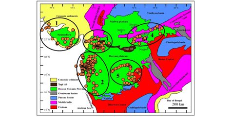 Map Of Deccan Volcanic Province After Jain Et Al Along With