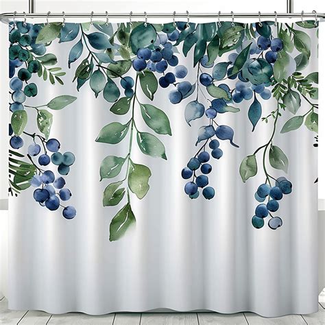 Blueberry Bliss Watercolor Rainforest Shower Curtain Modern Luxury