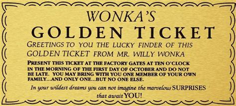 Willy Wonka Printable Golden Ticket