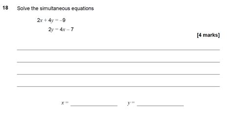 Gcse Maths Simultaneous Equations Past Paper Questions Pi