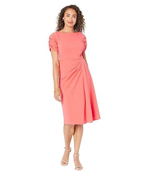 Womens Maggy London Ruched Sleeve Midi Dress Free Shipping