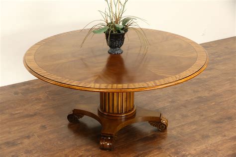 Henredon Round 5 4 Vintage Banded Table Sunburst Top Classical Column