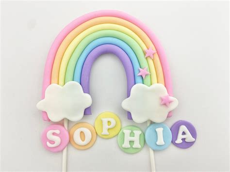 Fondant Rainbow Cake Topper Pastel Colors Etsy Australia